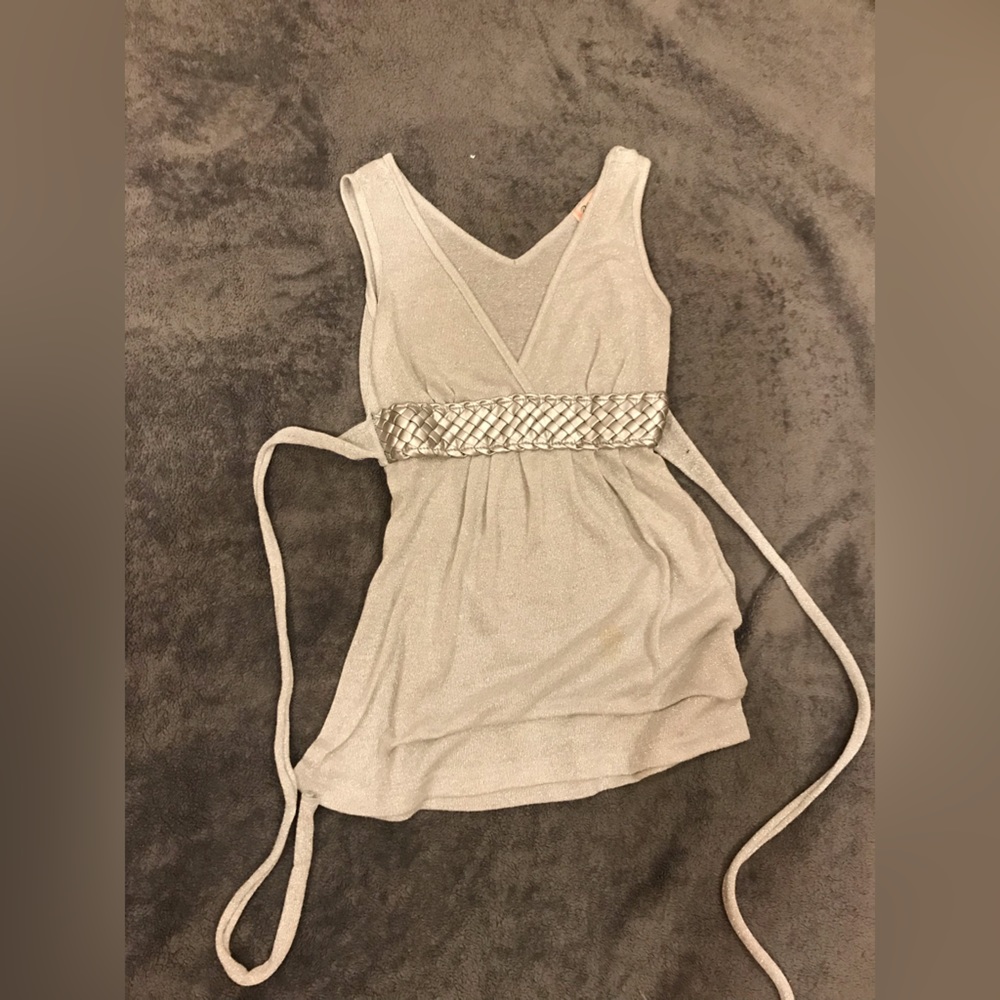 Y2K style silver top